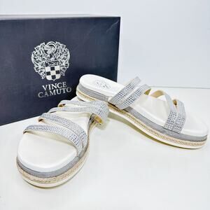 Vince Camuto Rallsan Strappy Rhinestone Sandal Cloudy Gray Women 6W